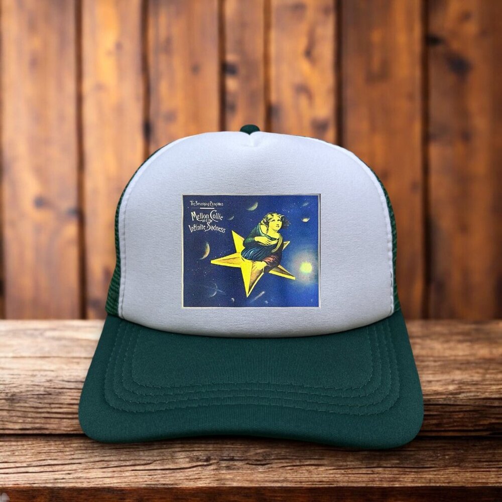 Smashing Pumpkins Mens Trucker Hat Green Mellon Collie and the Infinite Sadness